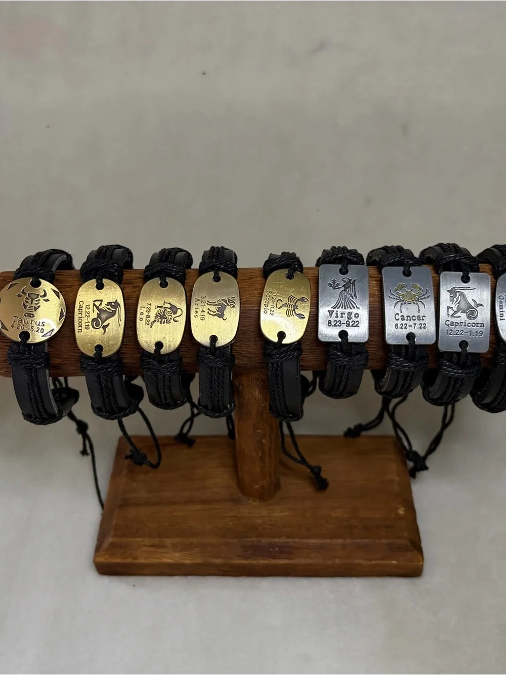 Black Braided Leather Zodiac Bracelet